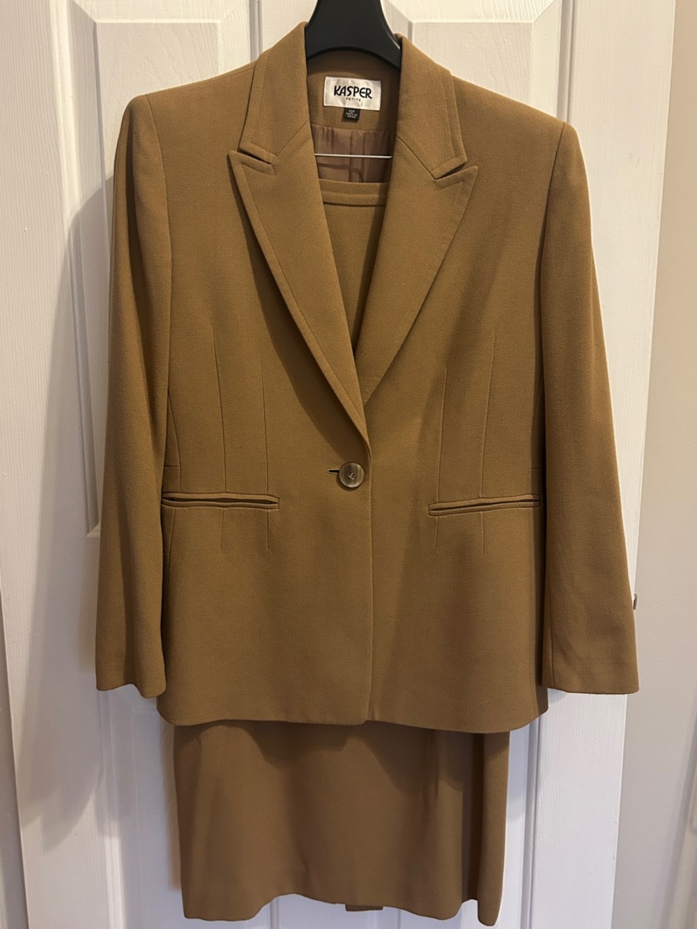 Kasper Women's Camel Single-Button Blazer with Matching Skirt